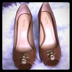 Michael Michael Kors Brown Leather Wedges